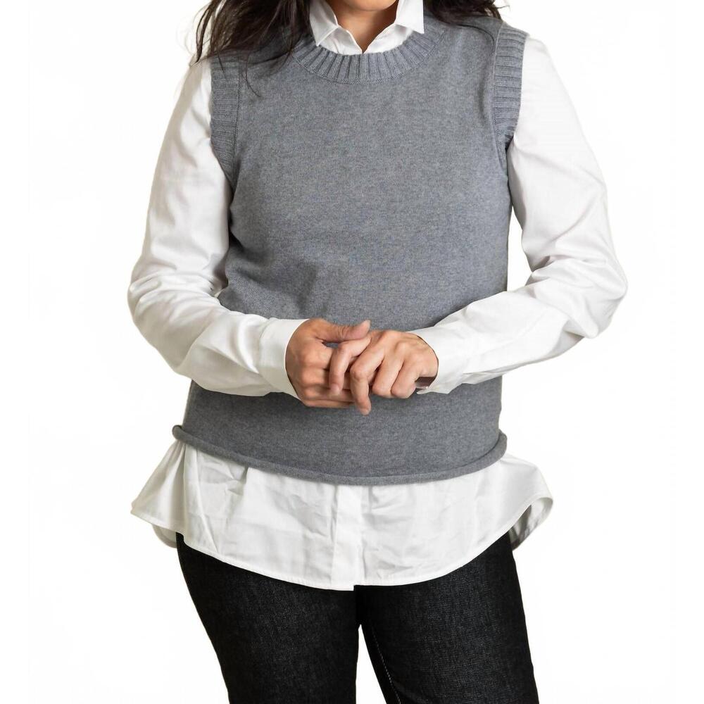 NEW HANNES ROETHER knit sweater vest in metro gray